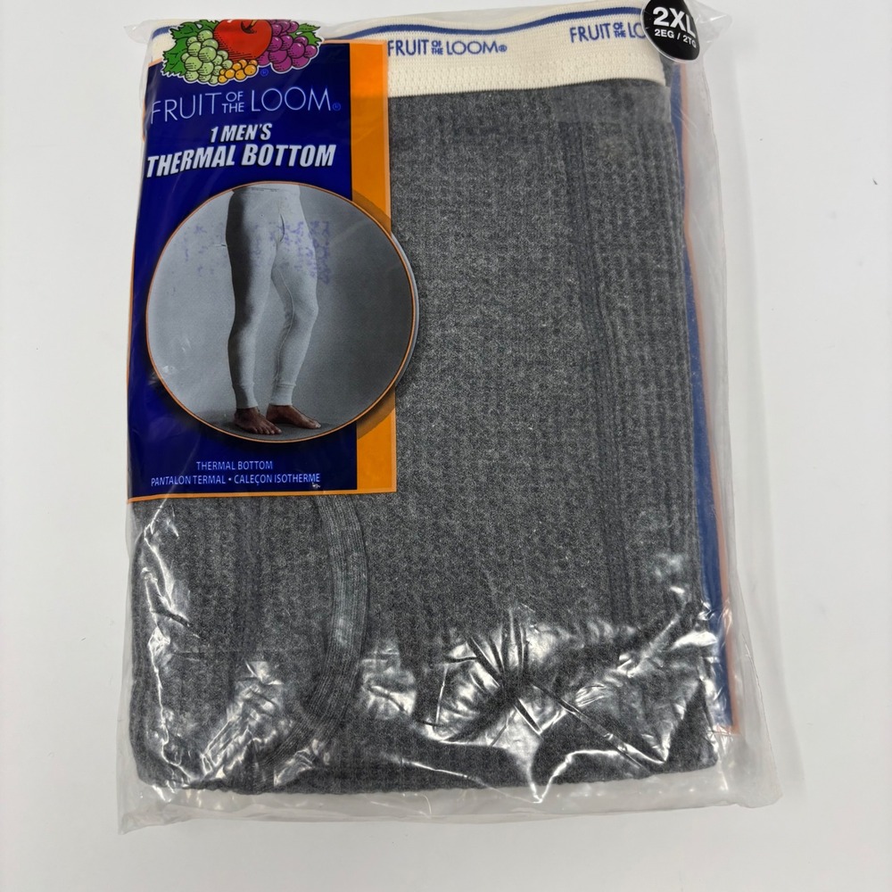 Vintage Fruit of the Loom NOS Thermal Bottom Charcoal Waffle Knit‎ Long John 2XL